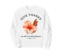 Give Thanks Pretty Biblia Verso Cristiano Naranja Mariposa Sudadera
