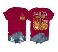 Give Thanks to The Lord, camiseta cristiana de otoño con flores bohemias de calabaza, camisetas gráficas para mujer, Burdeos, L