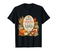 Give Thanks to The Lord Pumpkin Floral Fall Christian Autumn Camiseta