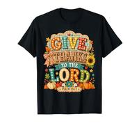 Give Thanks to The Lord Pumpkin Floral Fall Christian Autumn Camiseta