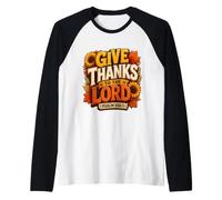 Give Thanks to The Lord Pumpkin Floral Fall Christian Autumn Camiseta Manga Raglan