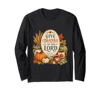 Give Thanks to The Lord Pumpkin Floral Fall Christian Autumn Manga Larga