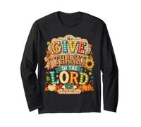 Give Thanks to The Lord Pumpkin Floral Fall Christian Autumn Manga Larga