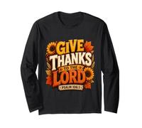 Give Thanks to The Lord Pumpkin Floral Fall Christian Autumn Manga Larga