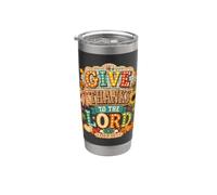 Give Thanks to The Lord Pumpkin Floral Fall Christian Autumn Vaso térmico de acero inoxidable de doble pared