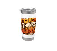 Give Thanks to The Lord Pumpkin Floral Fall Christian Autumn Vaso térmico de acero inoxidable de doble pared