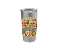 Give Thanks to The Lord Pumpkin Floral Fall Christian Autumn Vaso térmico de acero inoxidable de doble pared