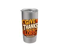 Give Thanks to The Lord Pumpkin Floral Fall Christian Autumn Vaso térmico de acero inoxidable de doble pared