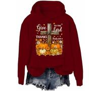 Give Thanks To The Lord - Sudadera con capucha para otoño, calabaza, Acción de Gracias, cristiana, cruz cristiana, Claret-h, XL