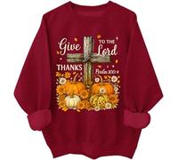 Give Thanks To The Lord - Sudadera con capucha para otoño, calabaza, Acción de Gracias, cristiana, cruz cristiana, Burdeos, XXL