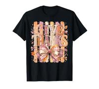 Give Thanksgiving Stripe Preppy Bow Girls Women Mama Camiseta