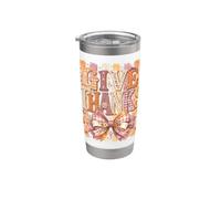 Give Thanksgiving Stripe Preppy Bow Girls Women Mama Vaso térmico de acero inoxidable de doble pared