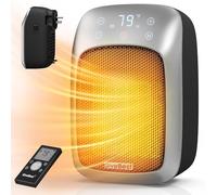 GiveBest - Calentador de espacio de pared enchufable de 800 W con control remoto, calentador de salida de pared pequeño con termostato ajustable y temporizador de 12 horas, visualización LED, mini