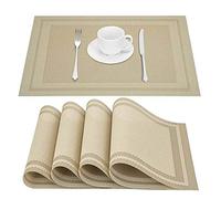 GIVERARE Juego de 4 manteles individuales de vinilo tejido resistente al calor, antideslizantes, lavables, de PVC, fáciles de limpiar, tapetes de plástico de alta calidad para comedor, mesa de cocina