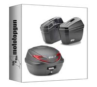 givi baúl b360n2 + maletas laterales e22n negro 80 lt + soporte compatible con honda cb 500 x 2017 2018 mototopgun b360n2 + e22n + pl1121 + pl1121kit + sr1171 + m5m