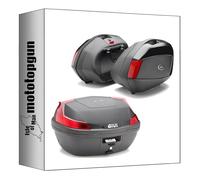givi baúl b47nml + maletas laterales v35n blade negro 117 lt + soporte compatible con triumph tiger sport 660 2022 2023 2024 mototopgun b47nml + v35n + plx6421 + 6421fz + m5m