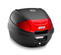 GIVI Baúl de 30 l en relieve negro con catadióptricos ahumados, placa y kit universal, cierre Micro 2 (negro y rojo)