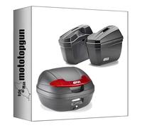 givi baúl e340n2 + maletas laterales e22n vision negro 78 lt + soporte compatible con honda cb 500 x 2017 2018 mototopgun e340n2 + e22n + pl1121 + pl1121kit + sr1171 + m5m