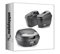 givi baúl e340nt2 + maletas laterales e22n vision negro tech 78 lt + soporte compatible con triumph bonneville t100 2017 2018 2019 2020 2021 2022 mototopgun e340nt2 + e22n + pl6410 + sr6410