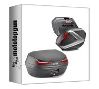 givi baúl e455n + maletas laterales v37n simply iv argento 119 lt + soporte compatible con honda nc 750 x 2016 2017 2018 2019 2020 mototopgun e455n + v37n + plx1146 + 1146fz + m5m
