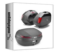 givi baúl v45n + maletas laterales v35n arena negro 110 lt + soporte compatible con yamaha fz6 600 / fazer 2004 2005 2006 mototopgun v45n + v35n + plx351 + 351fz + m5