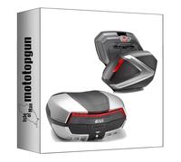 givi baúl v58n + maletas laterales v37n maxia 5 argento 132 lt + soporte compatible con honda nc 700 x 2012 2013 mototopgun v58n + v37n + plx1111 + 1111fz + m5