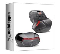 givi baúl v58nnb + maletas laterales v37nn maxia 5 carbon look 132 lt + soporte compatible con honda cb 500 x 2017 2018 mototopgun v58nnb + v37nn + plx1121 + pl1121kit + sr1171 + m5