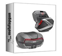 givi baúl v58nng + maletas laterales v37n maxia 5 graphite 132 lt + soporte compatible con honda nc 750 s 2016 2017 2018 2019 2020 mototopgun v58nng + v37n + plx1146 + 1146fz + m5