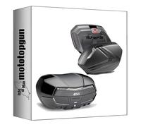 givi baúl v58nntb + maletas laterales v37nnt maxia 5 carbon look tech 132 lt + soporte compatible con honda nc 750 x 2016 2017 2018 2019 2020 mototopgun v58nntb + v37nnt + plx1146 + 1146fz + m5