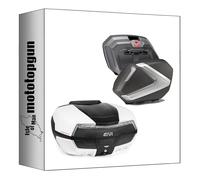 givi baúl v58wltd + maletas laterales v37nt maxia 5 blanco tech 132 lt + soporte compatible con honda nc 750 s 2016 2017 2018 2019 2020 mototopgun v58wltd + v37nt + plx1146 + 1146fz + m5