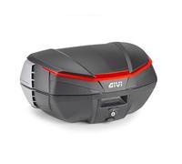 GIVI BAULE V49 AIR Bauletto Moto, Negro, Sistema Wingflow con 4 Aletillas Plateadas (NEGRO ROJO)