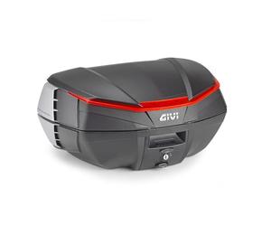 GIVI BAULE V49 AIR Bauletto Moto, Negro, Sistema Wingflow con 4 Aletillas Plateadas (NEGRO ROJO)
