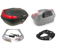 GIVI Bauletto Baúl B47NML Monolock Negro + Placa + Respaldo + Set Luces Stop
