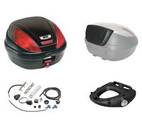 GIVI Bauletto Baúl Maleta E370N Monolock + Placa + Respaldo + Set Luces Stop