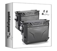givi maletas laterales obkev37bl + obkevs33br monokey cam-side trekker outback evo smart aluminio negro + cerradura 70 lt + soporte compatible con triumph tiger 1200 gt/pro 2022 2023 2024 mototopgun
