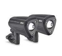 GIVI Par de faros suplementarios universales, con tecnología led y cuerpo de aluminio pintado de negro.