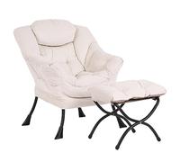 Givjoy Silla perezosa y otomana, silla de salón grande con reposabrazos y un bolsillo lateral, moderno sofá tapizado de ocio con reposapiés para dormitorio, sala de estar, dormitorio, oficina