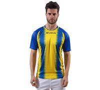 givova Camiseta Stripe Interlock M/C, Azul Claro/Amarillo, M Unisex Adulto