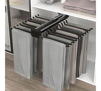 GIVROLDZ Estante De Pantalones Extraíble, 22 Brazos Deslizamiento D Ones Extraíble, Organizad Barra De Almacenamiento Pantalones Deslizable Estante De Pantalones para Armario,Negro