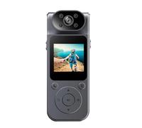 GIWFBQTR Cámara Digital Portátil 1080P con Lente Giratoria, Cámara Deportiva, Grabadora de Voz, Cámara Corporal para Periodistas y Aventureros, A