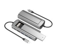 Giwnhvx 1 estación de acoplamiento 6 en 1 M.2 SSD HUB USB C con almacenamiento de disco USB 3.0 tipo C a compatible, piezas de repuesto para portátiles