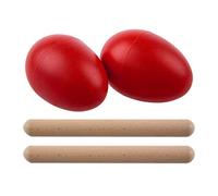 Giwnhvx 1 par de maracas de plástico de percusión musical de huevo rojo y 2 varillas de ritmo de percusión para niños, juguete musical de regalo