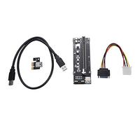Giwnhvx 1 x 16x PCI-E PCI Express 16x Tarjeta Vertical de Extension con 60cm USB3.0 y 15pin-4pin IDE Cable de Potencia para la Maquina de mineria BTC