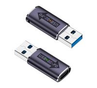 Giwnhvx 2 adaptadores de control de calidad a USB C PD USB 3.1 macho a tipo C hembra, conector de carga rápida gris para USB QC Power a USB C PD función