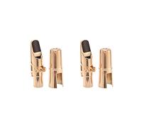 Giwnhvx 2 boquillas doradas para saxofón alto con tapa y ligadura, piezas de instrumentos musicales