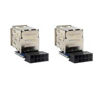 Giwnhvx 2 placas base de 9 pines a doble conector USB 2.0 negro a 2 puertos USB 2.0 A hembra adaptador de cabecera interna