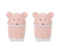 Giwnhvx 2 x Cute Desktop Trash Desktop Desktop con Tapa Mini Paper Flip Plastic Trash Can Pink