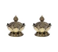 Giwnhvx 2X Cono de Fumee Incienso Lotus, Soporte para Quemador De Incenso De Poele Decor-Bronze
