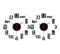Giwnhvx 2X Reloj de Pared DIY - Decoración del Reloj de Pared con Espejo 3D, Reloj con NúMeros Romanos - Reloj Adhesivo de Pared Decoración de la Habitación del Hogar Negro