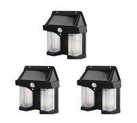 Giwnhvx 3 lámparas solares de pared para exteriores, lámpara de inducción solar de doble núcleo, sensor de movimiento inalámbrico, resistente al agua IP65